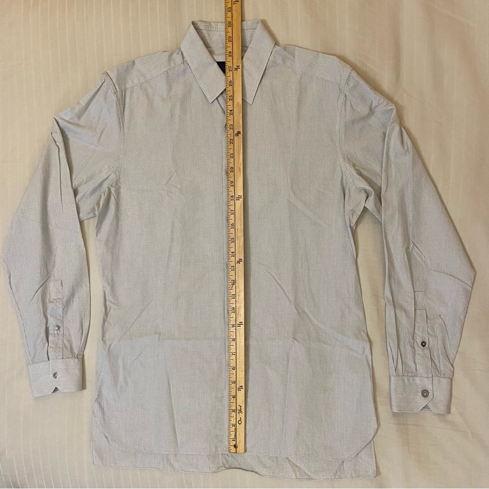 LANVIN cross checkered collared long sleeve dress shirt neck: 15.5 sleeve: 39 - Picture 4 of 13